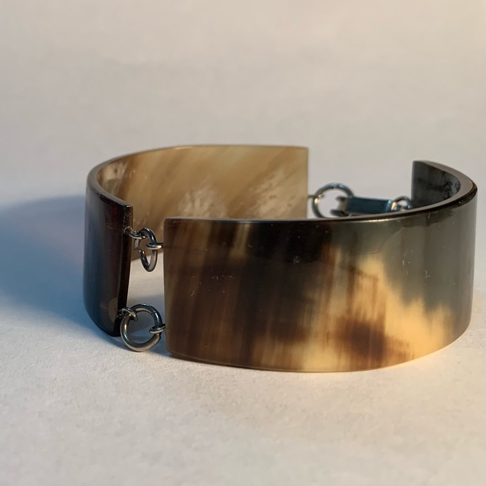 New vintage tortoiseshell horn bone acrylic bracelet (brown with beige patches)
